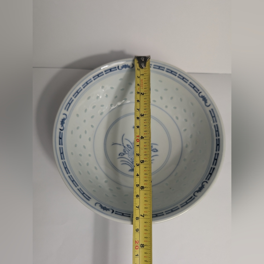 Tienshan Translucent Rice Grain Flower Pattern Blue & White Rice Bowl - Picture 3 of 12